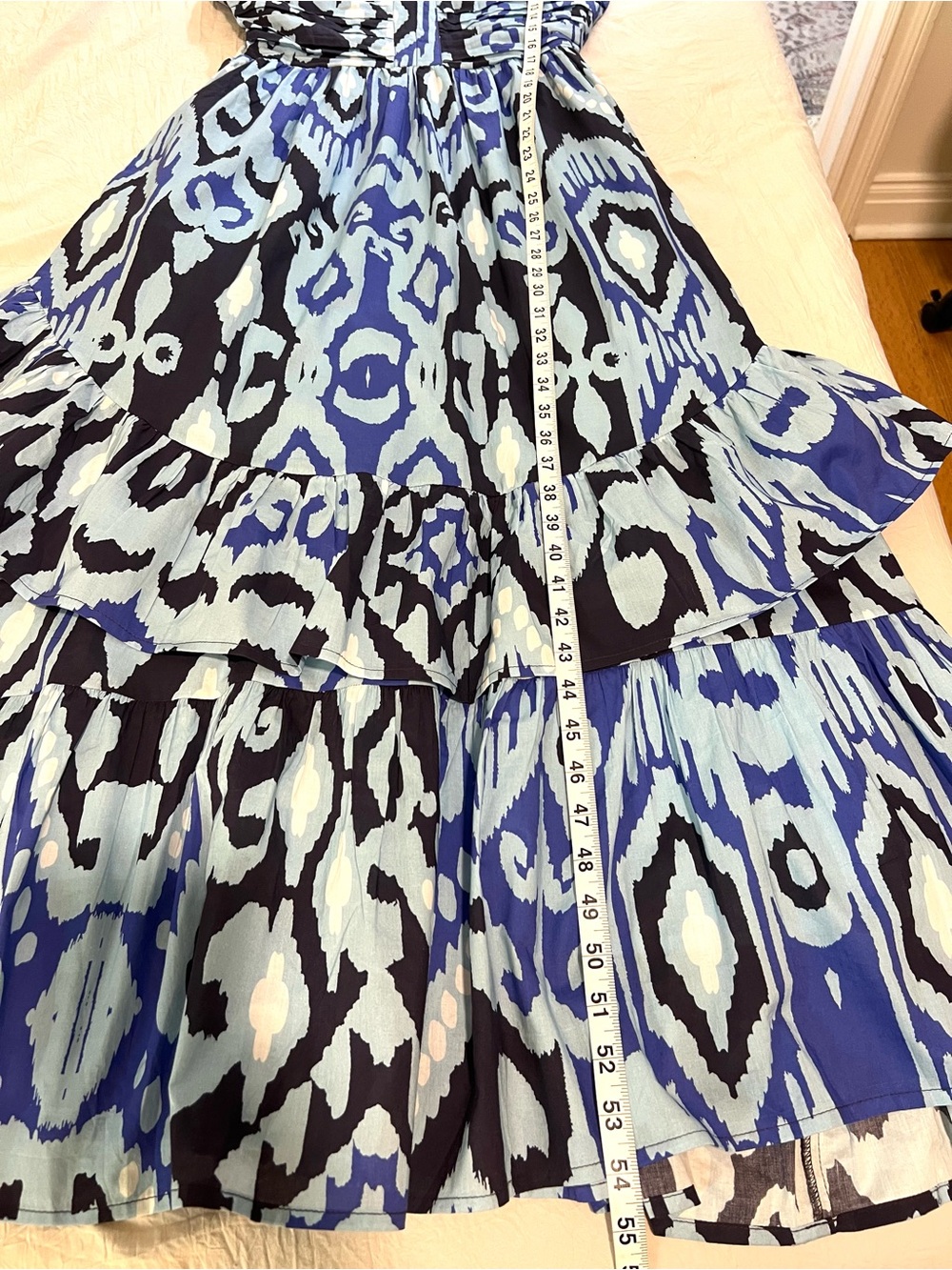 Love The Label Blue Patterned Tie-Shoulder Ruffle Maxi Dress Summer SZ S EUC - Picture 8 of 8